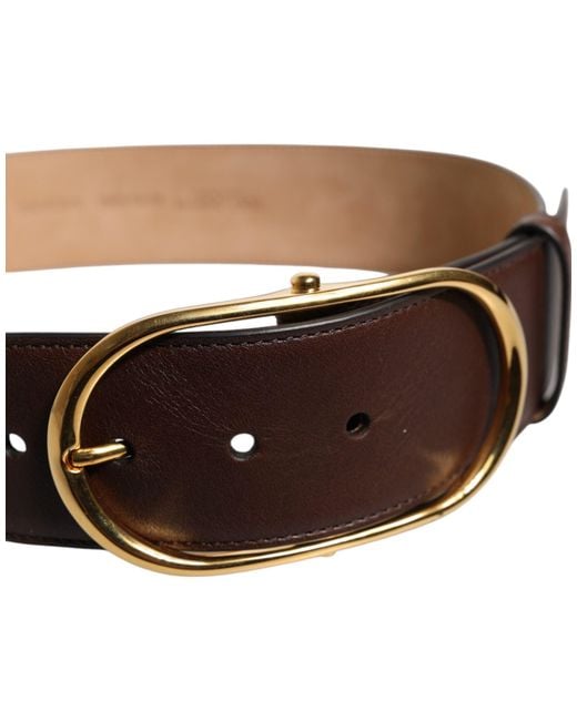 Dolce & Gabbana Brown Leather Waist Metal Buckle Belt for men