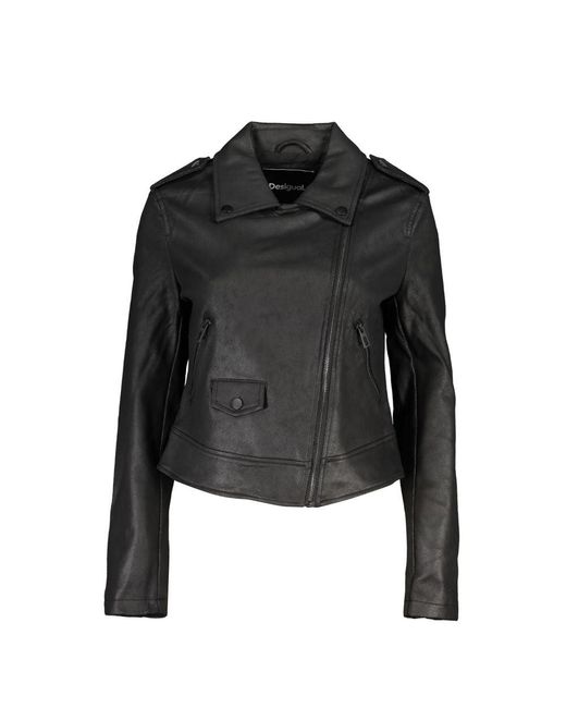 Desigual Black Sleek Long Sleeve Sports Jacket With Contrast Details