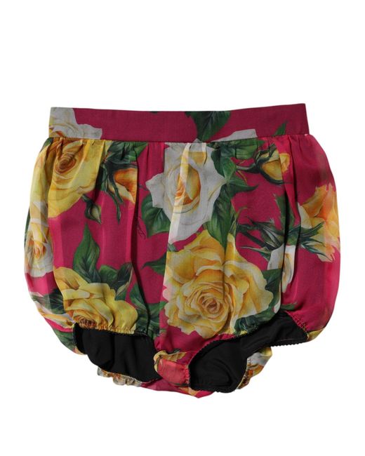 Dolce & Gabbana Red Floral High Waist Hot Pants Shorts