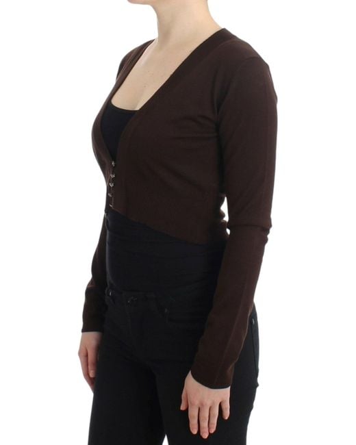 Roberto Cavalli Black Elegant Virgin Woo Cropped Cardigan