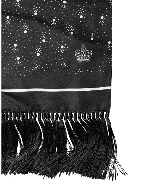 Dolce & Gabbana Black Silk Dotted Print Foulard 140Cm X 15Cm Scarf for men