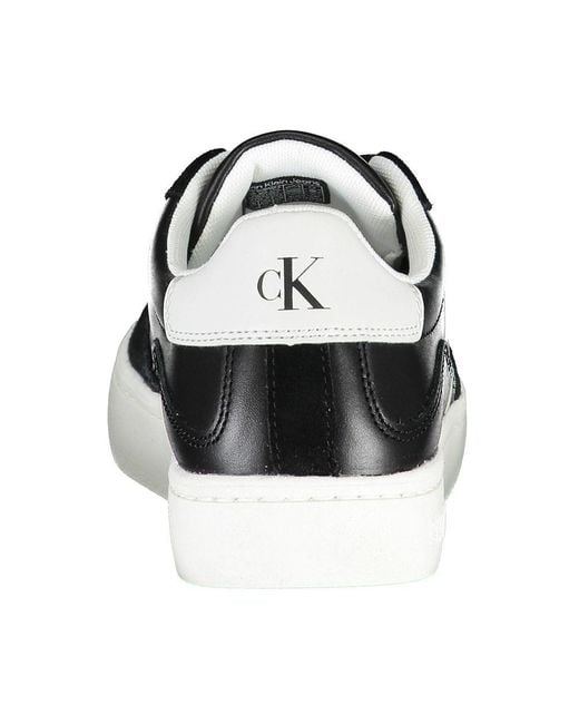 Calvin Klein Black Sleek Lace-Up Sneakers With Contrast Details