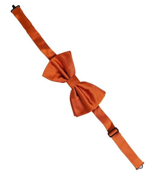 Dolce & Gabbana Men Orange 100% Silk Adjustable Neck Papillon Bow Tie for men