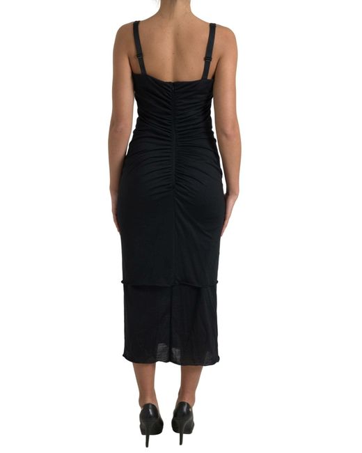 Dolce & Gabbana Black Roses Stretch Sheath Bodycon Dress