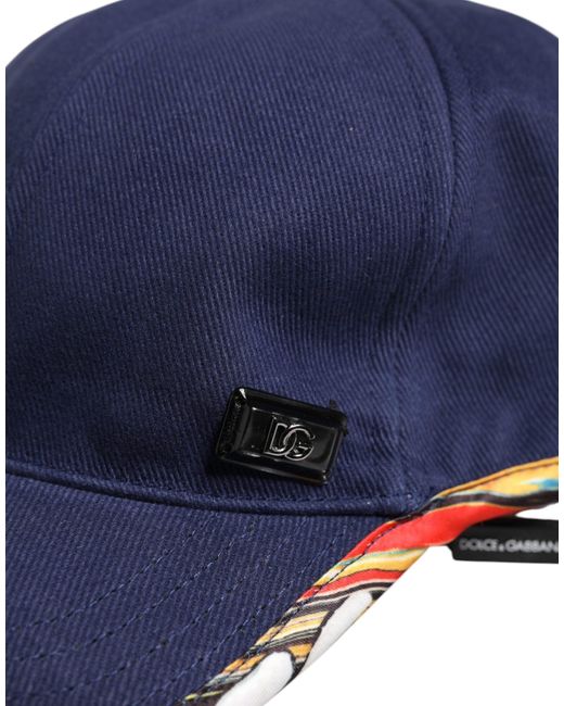 Dolce & Gabbana Blue Cotton 6 Panels Baseball Cap for men
