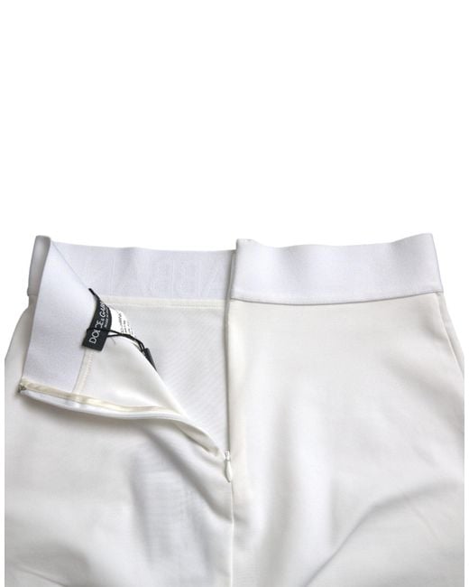 Dolce & Gabbana White Viscose High Waist Pencil Cut Mini Skirt