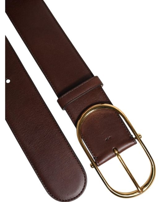 Dolce & Gabbana Brown Leather Waist Metal Buckle Belt for men