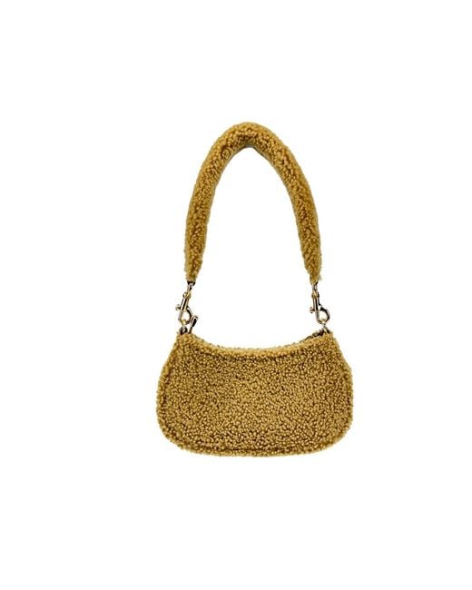 COACH Black Teri Mini Shearling Fur Crossbody Bag