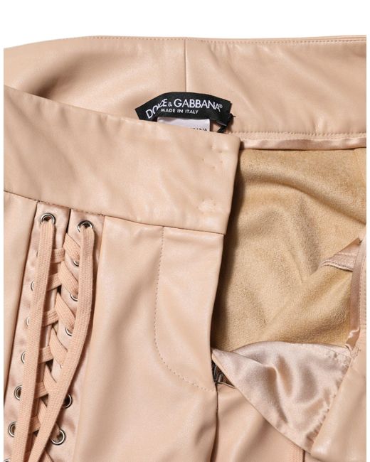 Dolce & Gabbana Natural Laceup Leather Pants