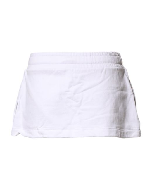 Dolce & Gabbana Blue Cotton Blend Mid Waist A-Line Mini Skirt Co+Pl