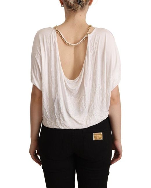 Guess White By Marciano Short Sleeves Gold Chain T-shirt Top