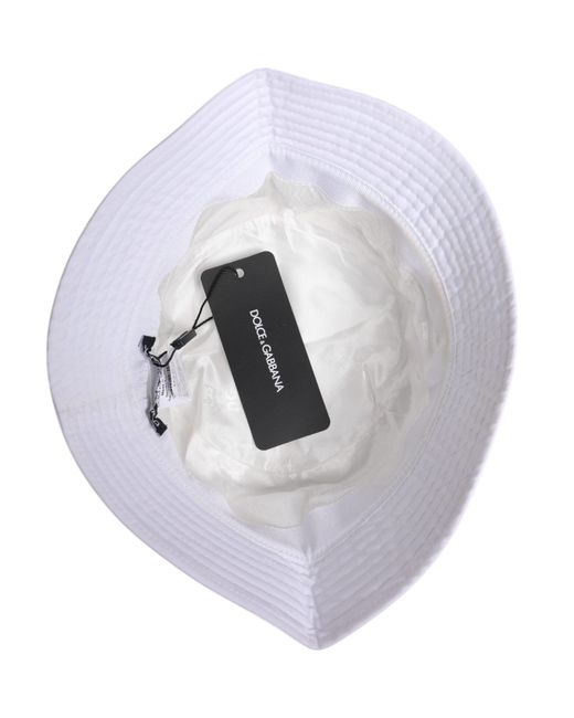 Dolce & Gabbana Purple White Cotton Wide Brim Bucket Hat for men