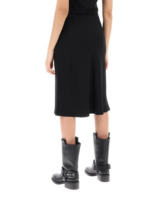 AMI Black Midi Crepe Skirt In