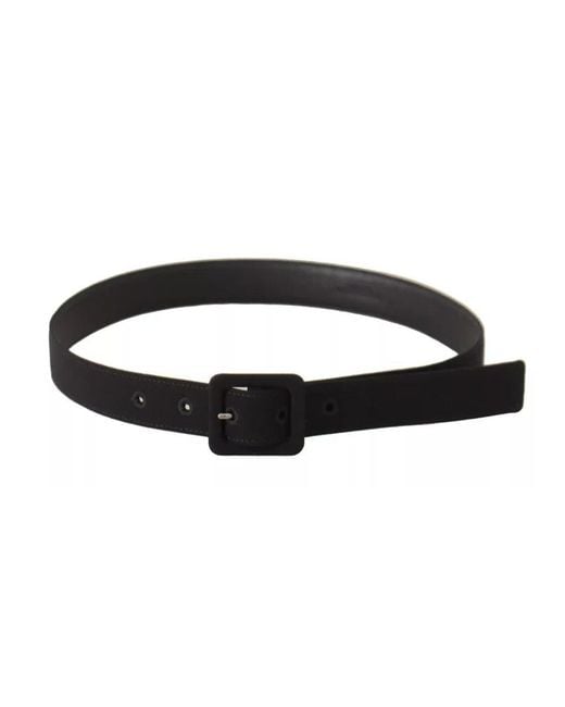 Dolce & Gabbana Black Velvet Leather Logo Waist Buckle Belt