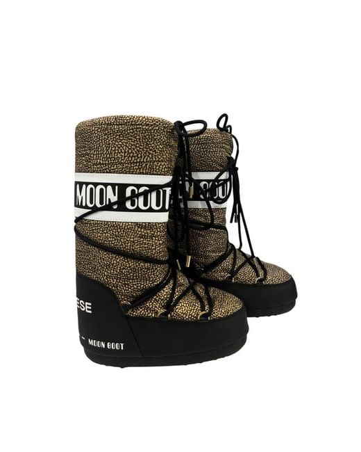 Borbonese Black Beige Textile Boot