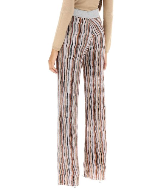 Missoni Multicolor Sequined Knit Pants With Wavy Motif