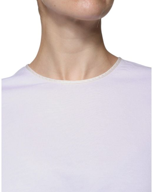 Dolce & Gabbana White Cotton Silk Round Neck Wrap Blouse Top