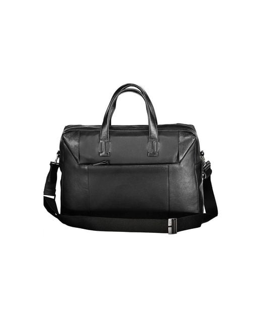 Piquadro Black Leather Briefcase for men