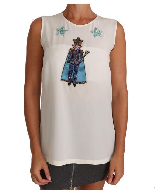 Dolce & Gabbana Gray Silk Crystal Sequined Fairy T-Shirt