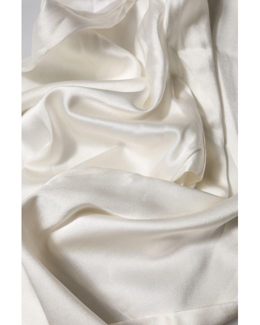 Dolce & Gabbana Gray Ivory Silk Tapered High Waist Pants