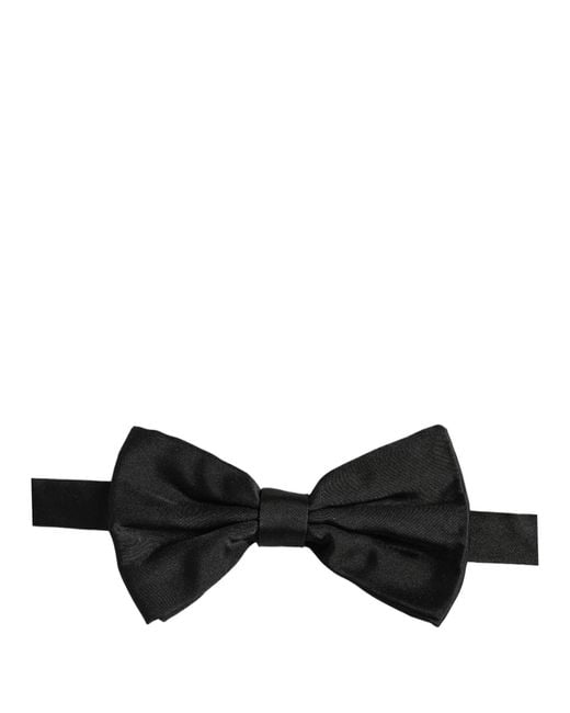 Dolce & Gabbana Men Black 100% Silk Adjustable Neck Papillon Bow Tie for men