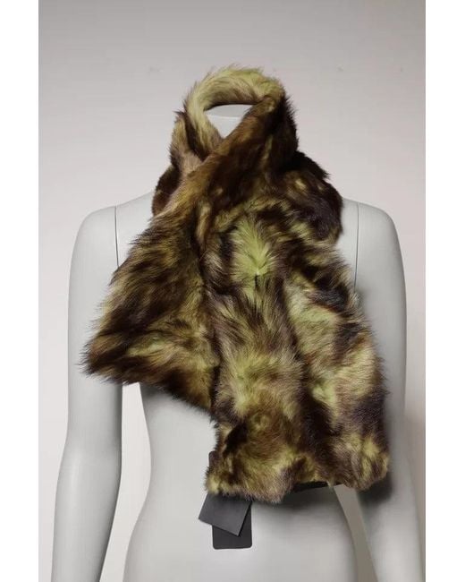 Dolce & Gabbana Green Fur Shawl Neck Wrap Cover Collar Scarf