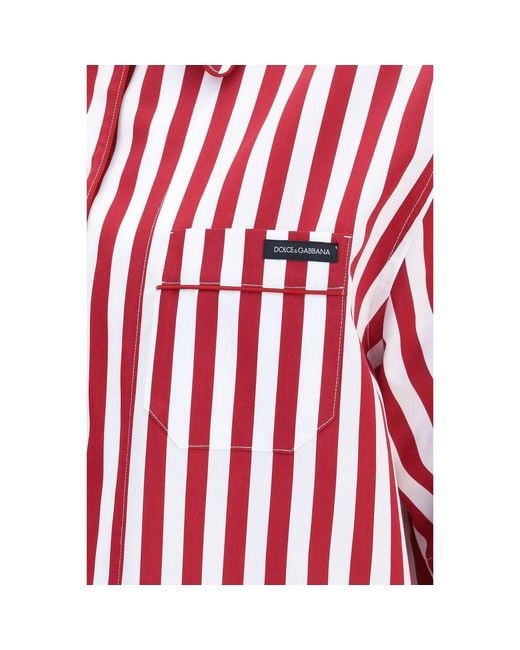 Dolce & Gabbana Red Multicolor Cotton Pattern Shirt