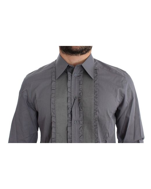 Dolce & Gabbana Gray Elegant Slim Fit Cotton Dress Shirt for men