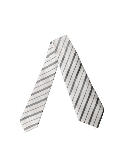Dolce & Gabbana White Stripes Silk Adjustable Neckwomen's Tie