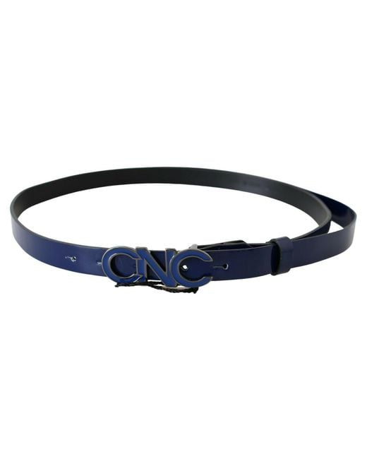 CoSTUME NATIONAL Blue Leather Logo Skinny Fashion Belt for men