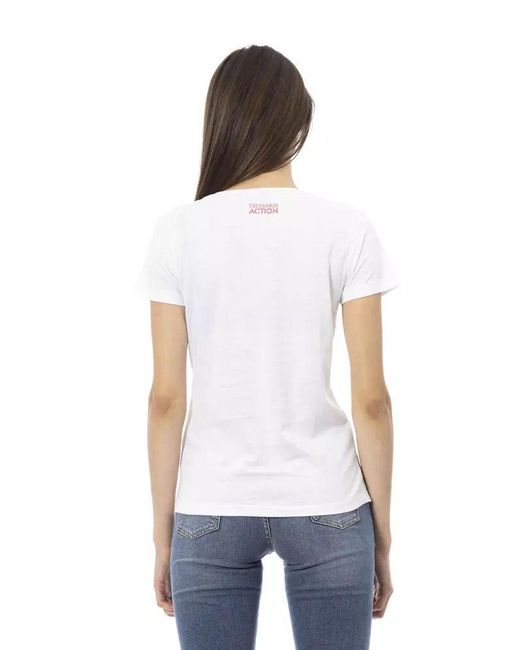 TRUSSARDI ACTION Chic White Tee With Graphic Flair