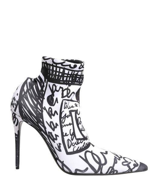 Dolce & Gabbana Black Graffiti Stretch Ankle Boots Shoes Elastane Polyester