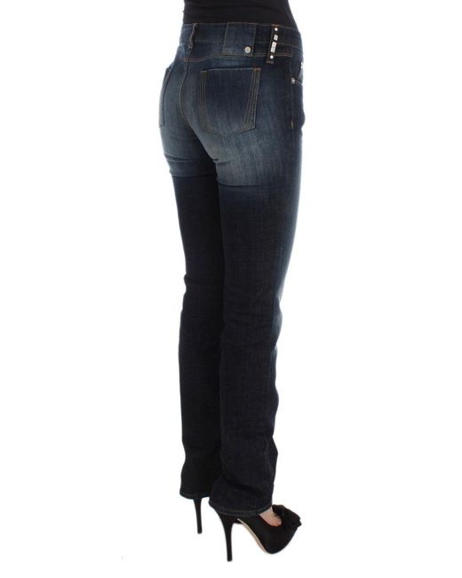 CoSTUME NATIONAL Cotton Slim Fit Bootcut Jeans Blue Sig30198