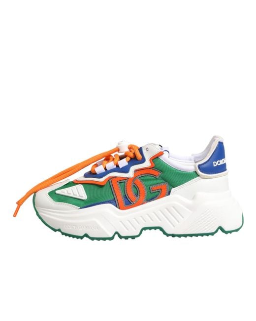 Dolce & Gabbana Green Multicolor Daymaster Low Top Sneakers Shoes