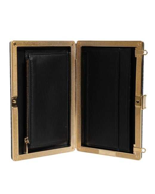 Dolce & Gabbana Black Leather Clutch Evening Crossbody Bag