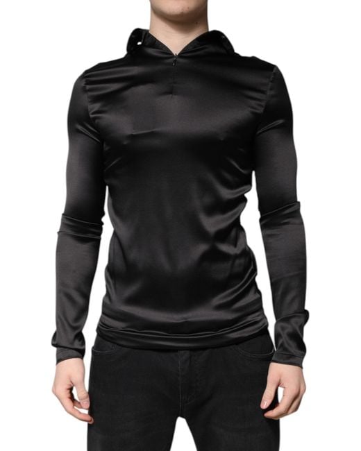 Dolce & Gabbana Black Silk Turtleneck Pullover Sweater for men