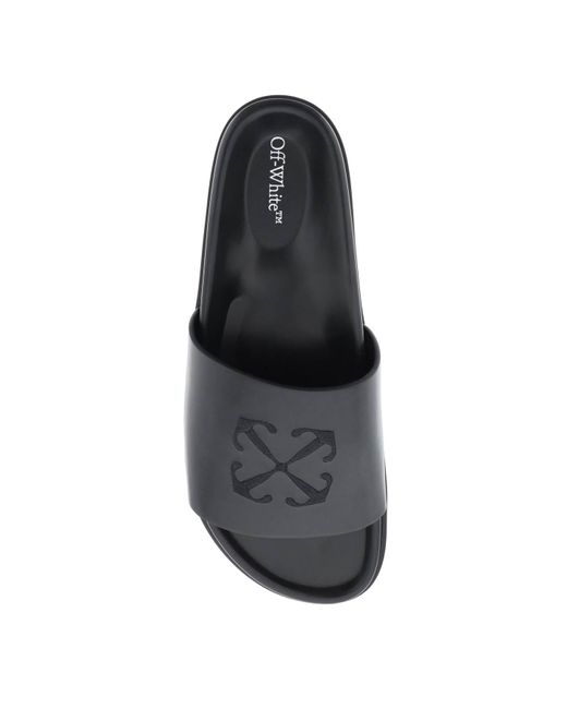 Off-White c/o Virgil Abloh Gray Slides With Embroidery - 40 Nero for men