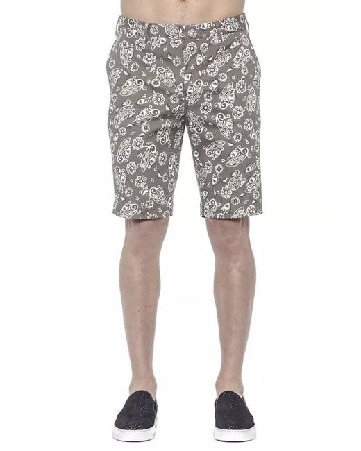 PT Torino Gray Chic Patterned Bermuda Shorts for men