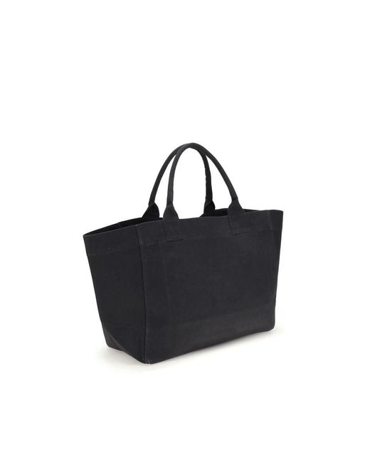 Ganni Black Shopper Xxl Contrasted Logo Pocket