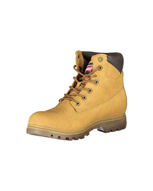Carrera Yellow Vibrant Lace-Up Boots With Logo Detail for men