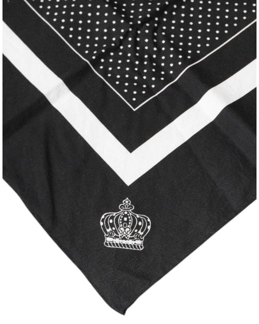 Dolce & Gabbana Black Polka Dots Cotton Handkerchief Scarf for men