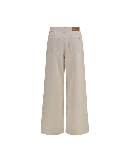 Max Mara Natural White Cotton Casual Pants