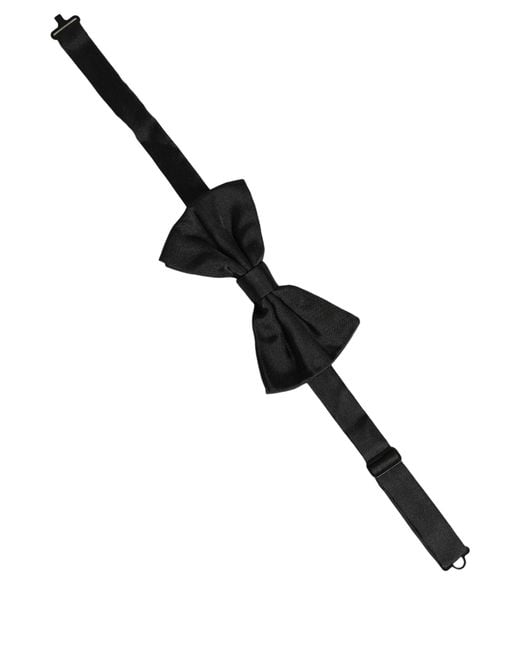 Dolce & Gabbana Men Black 100% Silk Adjustable Neck Papillon Bow Tie for men