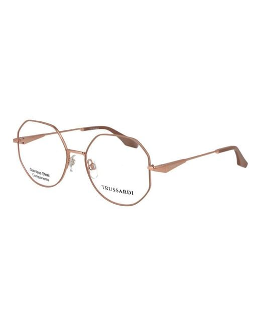 Trussardi Metallic Pink Stainless Steel Glasses (frames)