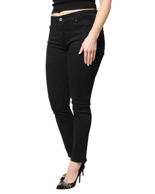 Dolce & Gabbana Black Cotton Mid Waisted Skinny Denim Jeans for men