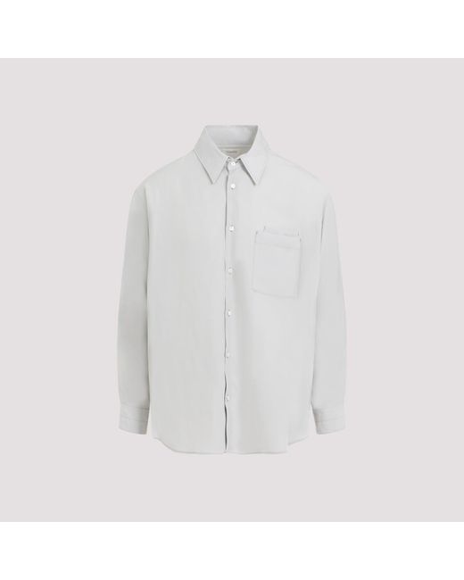 Lemaire White Cloud Gray Double Pocket Ls Shirt for men