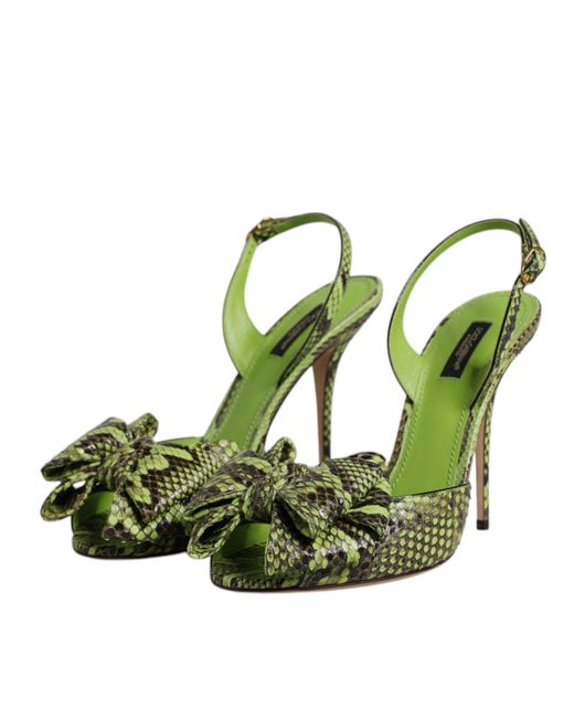 Dolce & Gabbana Green Python Leather Heels Sandals Shoes for men