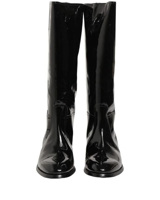Dolce & Gabbana Black Leather Knee High Heels Boots Shoes for men