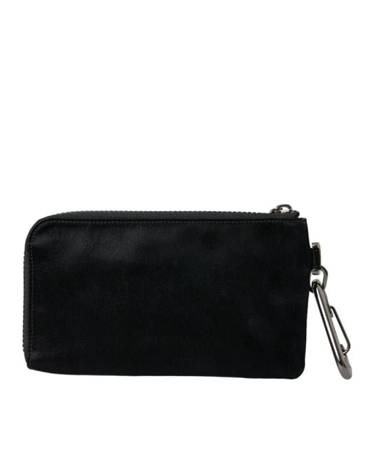 Dolce & Gabbana Black Chic Nylon-Leather Designer Pouch