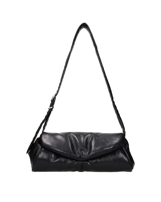 Jil Sander Black Cannolo Shoulder Bag Leather